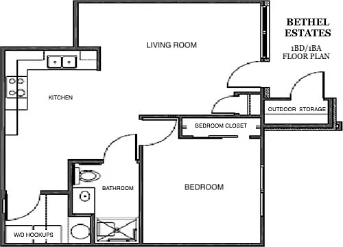 Floor plan Neodesha Apartments - 1 Bed 1 Bath