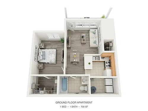Floor plan 1 Bed 1 Bath Apartment