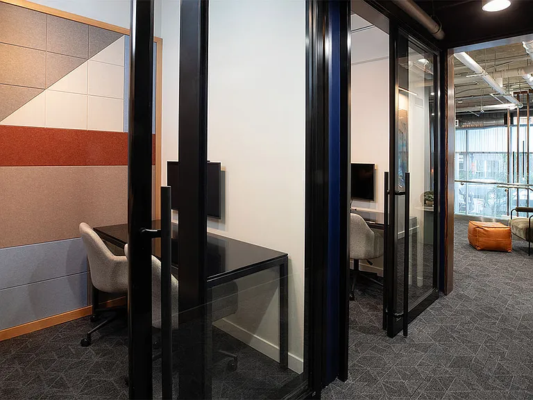 Apartment community coworking lounge at Griffis East Village in San Diego, California.