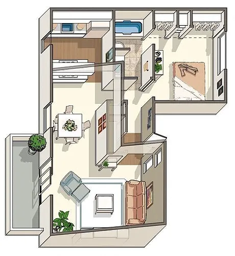 Floor plan 1 BED, 1 BATH RENO