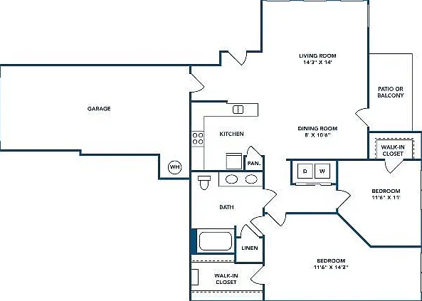 2 Bedroom | 1 Bath | 1088 SF | Attached Garage 2 Bedroom | 1 Bath | 1088 SF | Attached Garage