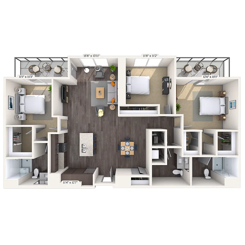 Floor plan Traditional 3x2 1669 SF