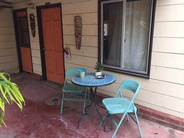 Front door to studio apartment