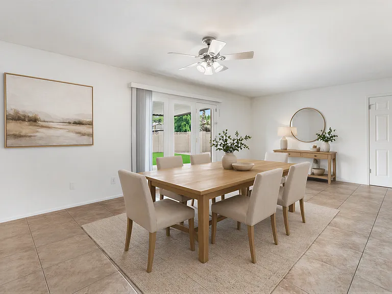 Dining Room: virtually staged for inspiration _ home is offered unfurnished