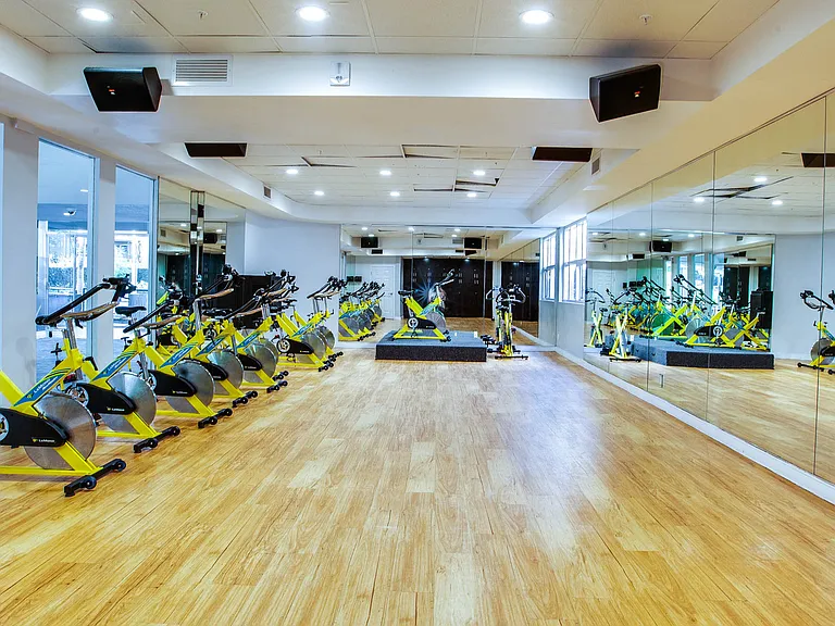 Spin cycles and individual cardio studios are featured in our fitness center