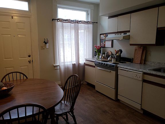 North kitchen window. Stove dishwasher, and plenty of cabinets.