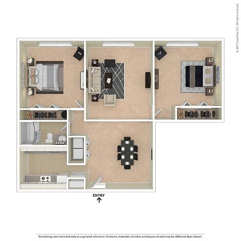 Floor plan 2 X 1 Alt Woodbridge Apartments North BR Split