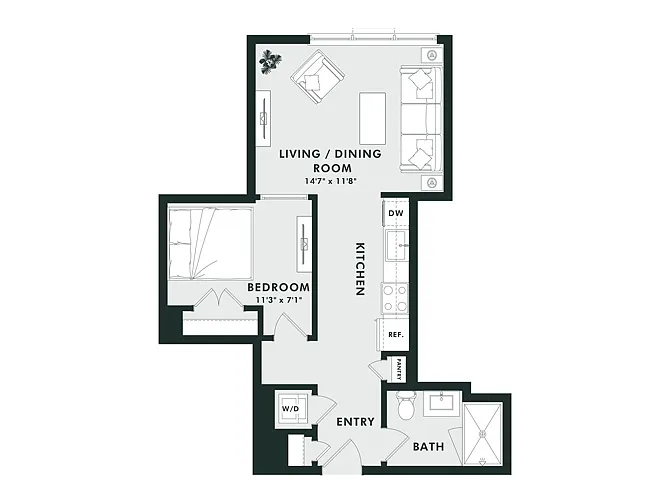 Floor plan A11 | Jr 1 Bed | 1 Bath