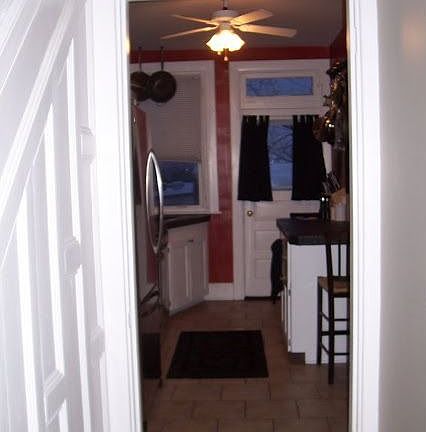 Detailed Wood work and deck off the kitchen 