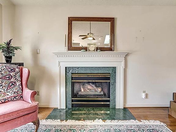 Marbled fireplace.