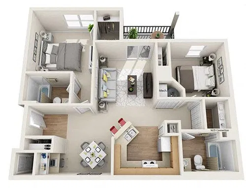 Floor plan 2 Bed 2 Bath
