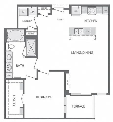 Floor plan A6 1Bed 1Bath