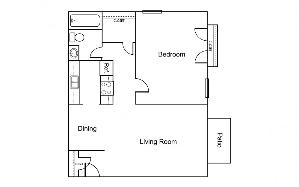 Floor plan 1 Bedroom / 1 Bath