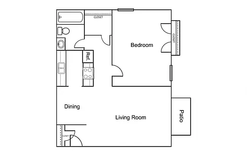Floor plan 1 Bedroom / 1 Bath