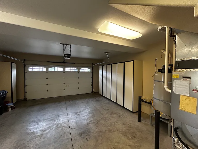 Garage with built-in storage cabinets