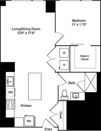 Floor plan 1 Bedroom G
