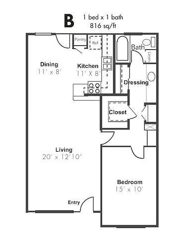Floor plan 1x1B