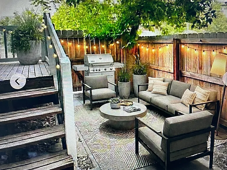 Private patio area virtually staged
