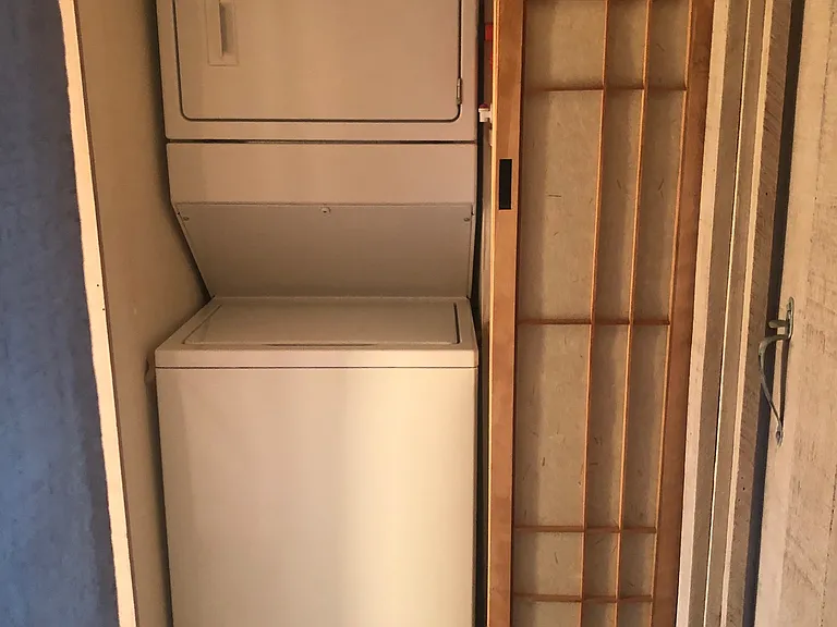 Whirlpool washer & gas dryer-triple shoji doors stack for entry