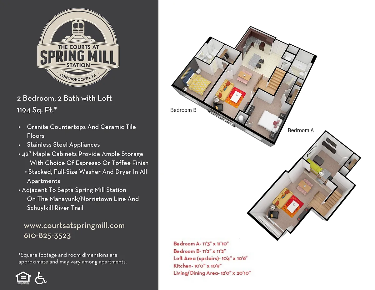 Floor plan 2 Bed 2 Bath Loft
