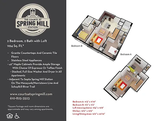 Floor plan 2 Bed 2 Bath Loft
