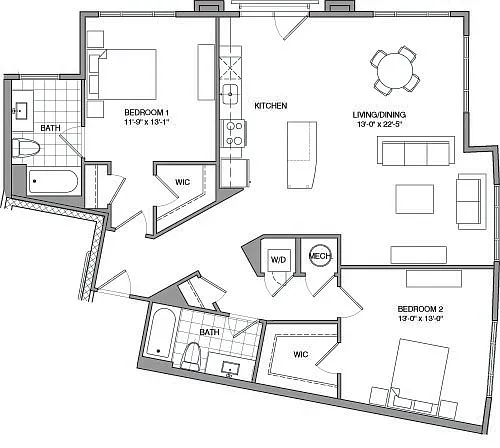 Floor plan 2 Bdrm L