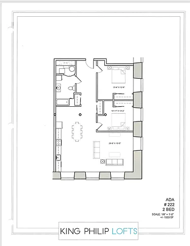 Floor plan 2 BED 1 BATH ADA