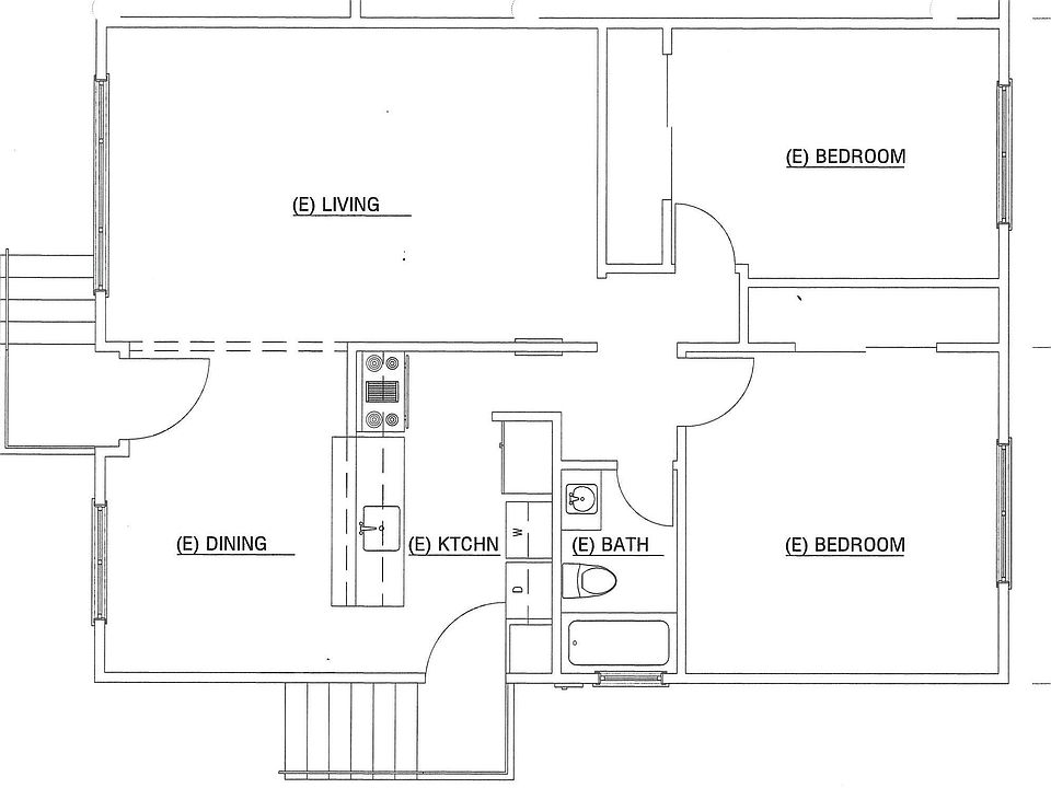 Floor Plan - 2 Bedroom, 1 Bathroom Unit