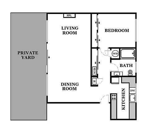Floor plan 1 Bed / 1 Bath: Type C