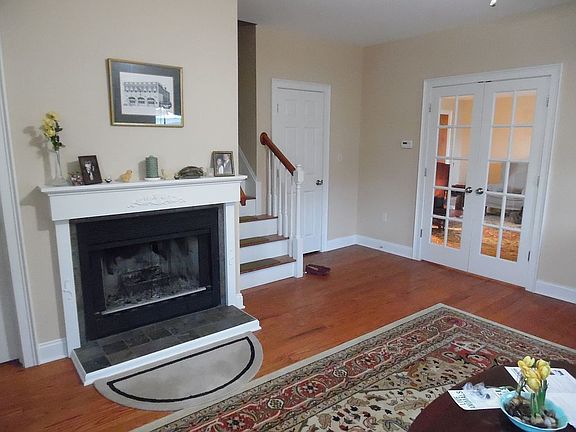 Living room with wood burnin