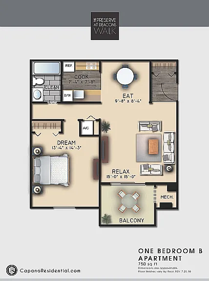 DW APT 1 bd B 750 SF DW APT 1 bd B 750 SF
