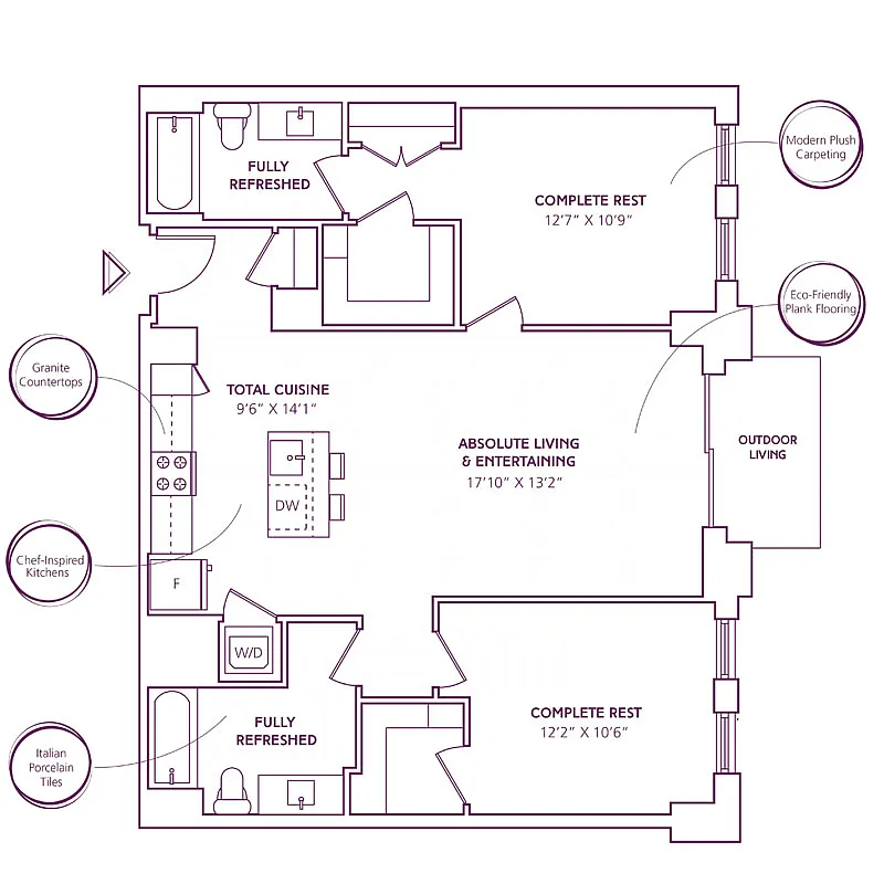 Floor plan 2 Bed - 2 Bath | B08