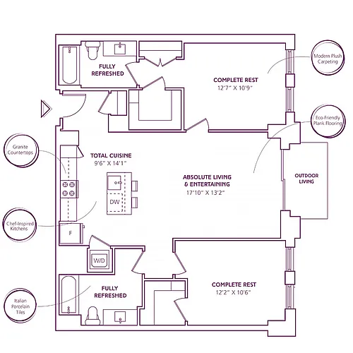 Floor plan 2 Bed - 2 Bath | B08