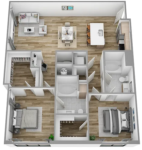 Floor plan I | 2 Bed | 2 Bath