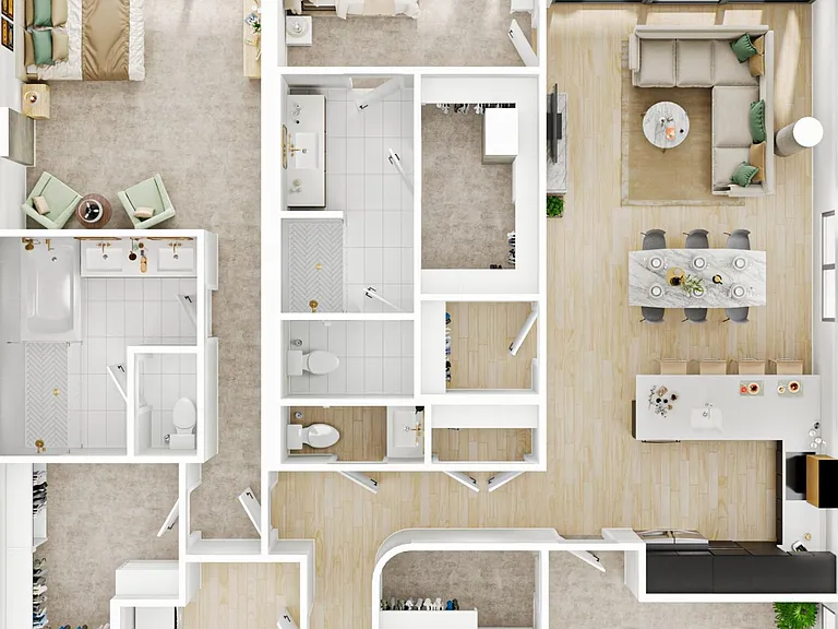Purple Fringe 3D floor plan