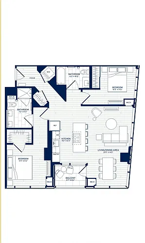Floor plan 2 Bed/2 Bath-E8