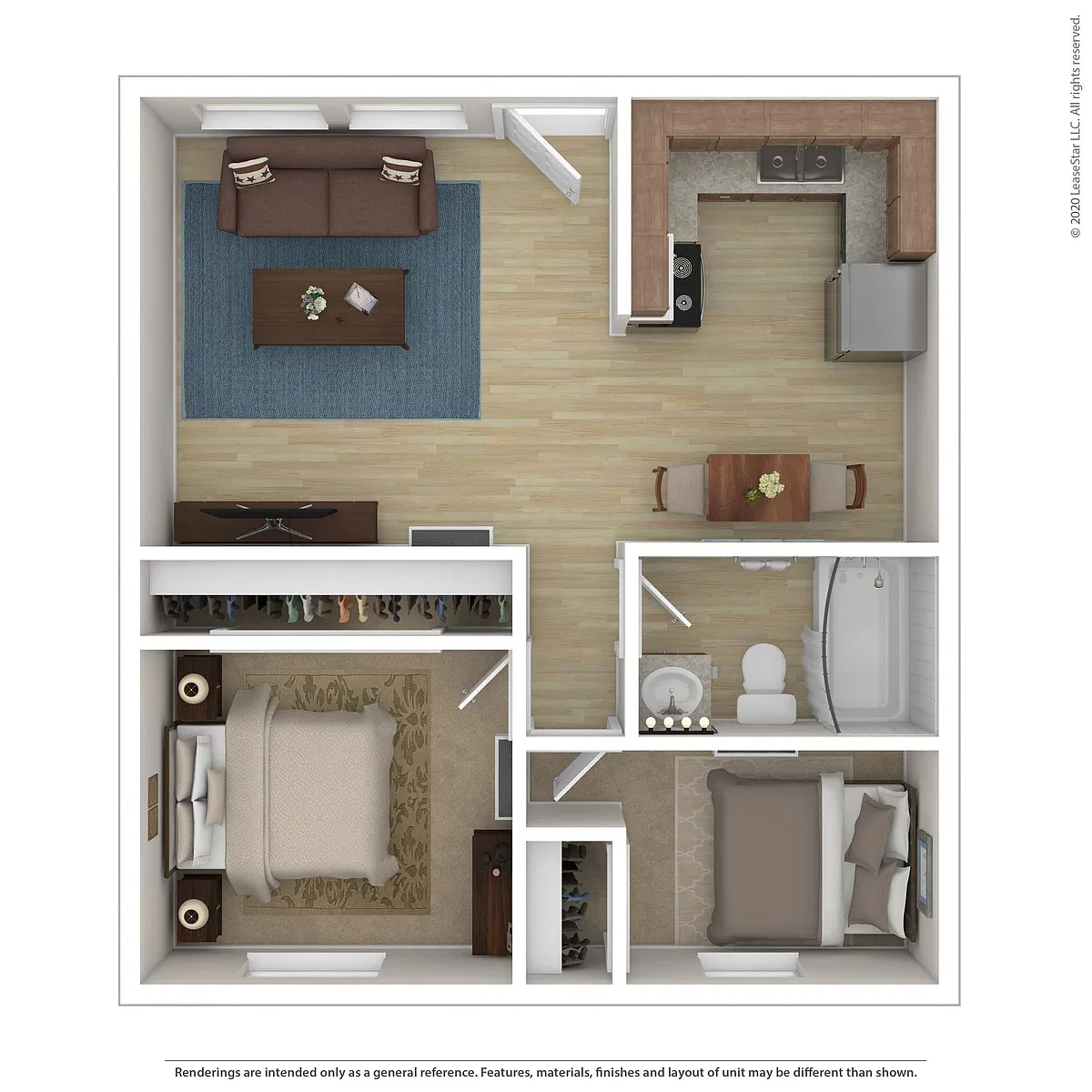 Floor plan 2 Bedrooms / 1 Bathroom