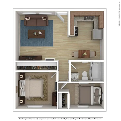 Floor plan 2 Bedrooms / 1 Bathroom
