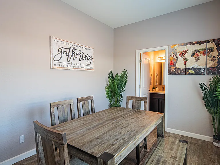 Dining area and lower level half bathroom