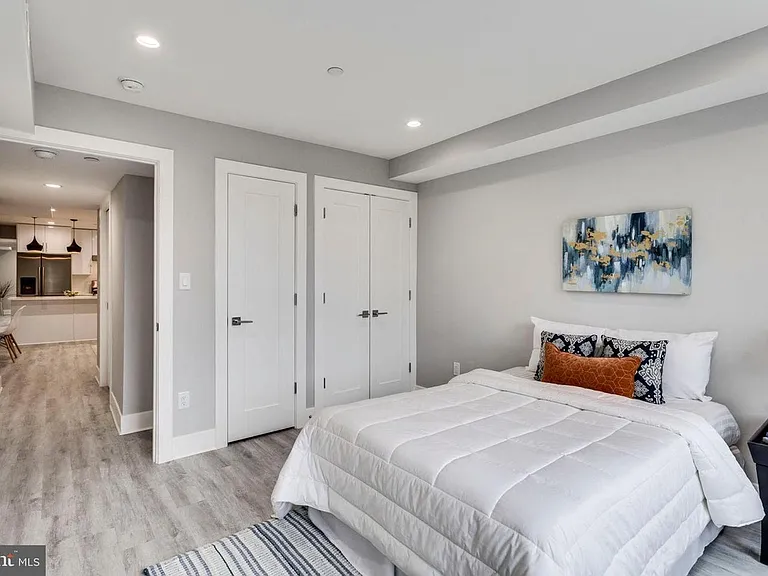 Bedroom with closet and recessed lighting