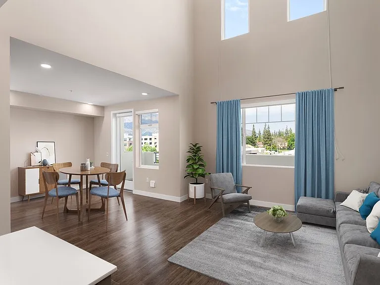 Townhome living and dining areas with hard surface flooring (select homes)