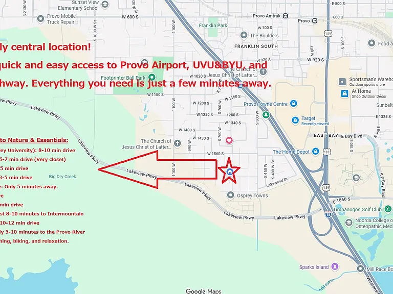 Your new home is in the center of it all! Enjoy unmatched convenience with major attractions like Provo Airport, UVU, BYU, and IHC Hospital just minutes away. This location truly has everything.
