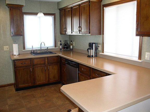 Remodeled Kitchen, Cherry Cabinets, Tile Floor