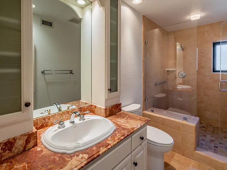 Downstairs, primary bathroom