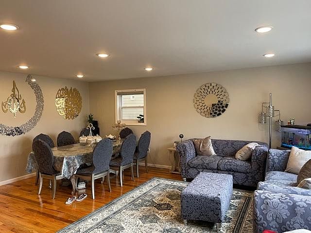 Open concept living and dining room.