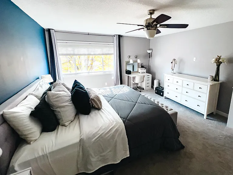 Primary bedroom. Room for king size bed, end tables, dresser, vanity - all of your furniture needs!