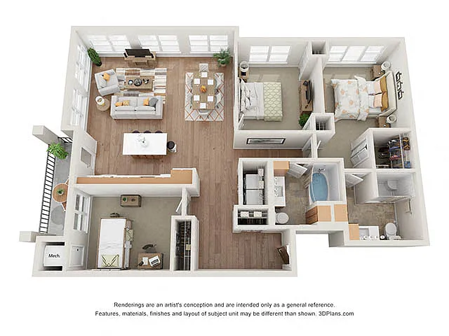 Floor plan Three Bedroom - E