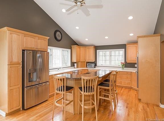 Fabulous kitchen island breakfast bar with seating for four.