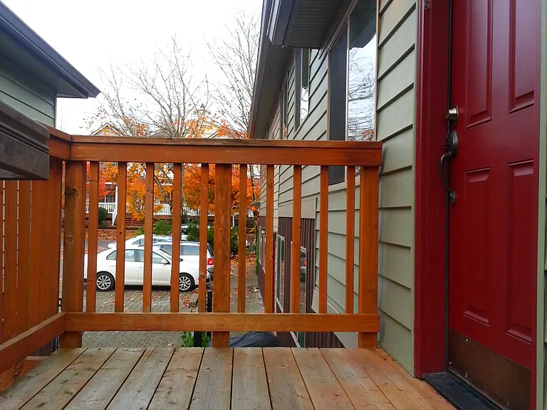 The small deck - room for some chairs and plants!