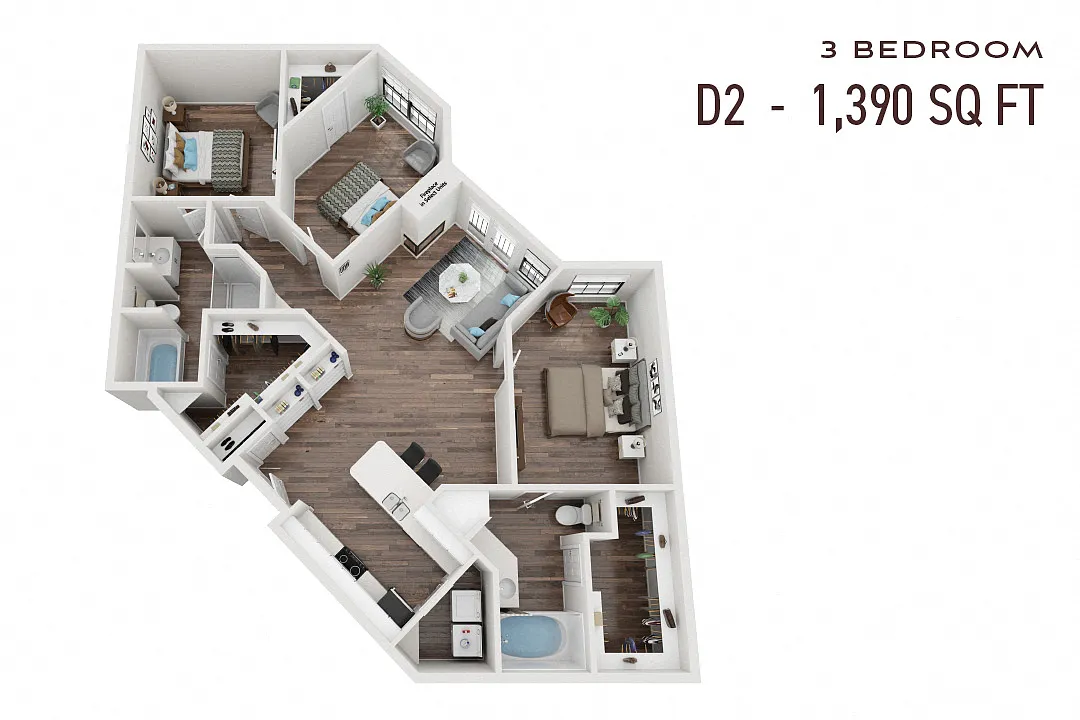 Floor plan Three Bedroom D2p Renovated